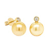 18ct Yellow Gold Golden Pearl & Diamond Earrings-Earrings-Walker & Hall