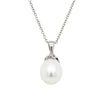 9ct White Gold Freshwater Pearl Petal Pendant-Necklace-Walker & Hall