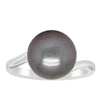18ct White Gold Tahitian Black Pearl Ring-Ring-Walker & Hall