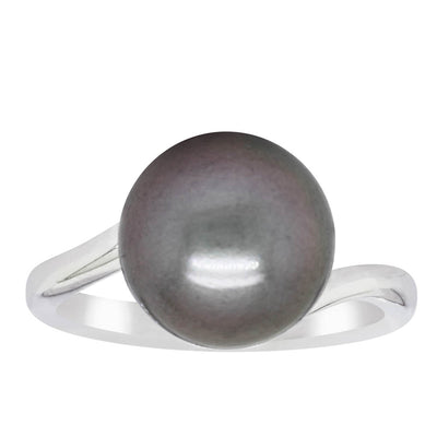 18ct White Gold Tahitian Black Pearl Ring-Ring-Walker & Hall