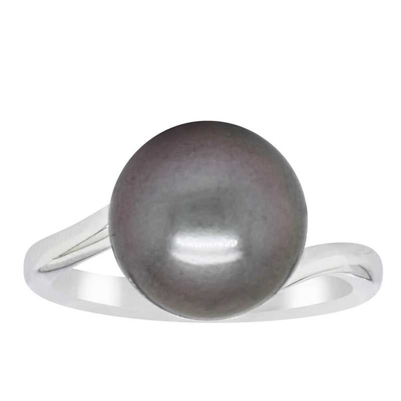 18ct White Gold Tahitian Black Pearl Ring-Ring-Walker & Hall