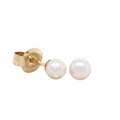 9ct Yellow Gold Akoya Pearl Studs - 4mm-Earrings-Walker & Hall