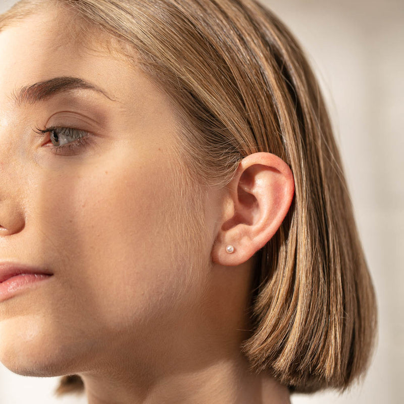 9ct Yellow Gold Akoya Pearl Studs - 4mm-Earrings-Walker & Hall