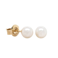9ct Yellow Gold Akoya Pearl Studs - 5mm-Earrings-Walker & Hall