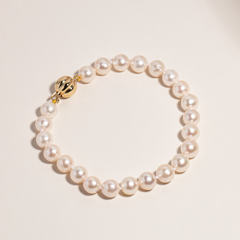 9ct Yellow Gold Akoya Pearl Bracelet-Bracelet-Walker & Hall