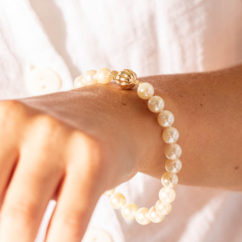 9ct Yellow Gold Akoya Pearl Bracelet-Bracelet-Walker & Hall