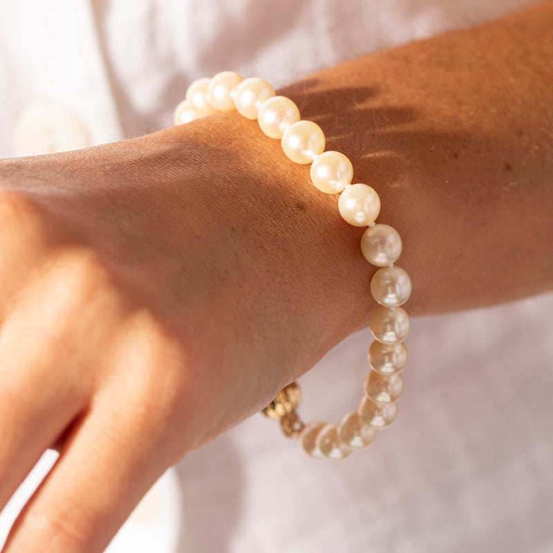 9ct Yellow Gold Akoya Pearl Bracelet-Bracelet-Walker & Hall