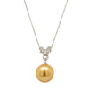 18ct White Gold Golden Pearl & Diamond Pendant-Necklace-Walker & Hall