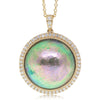 18ct Yellow Gold Paua Pearl & Diamond Pendant-Necklace-Walker & Hall