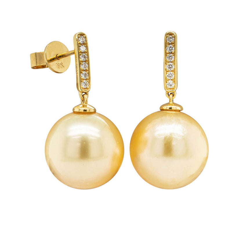 18ct Yellow Gold Pearl & Diamond Earrings-Earrings-Walker & Hall