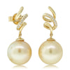 18ct Yellow Gold Golden Pearl & Diamond Earrings-Earrings-Walker & Hall