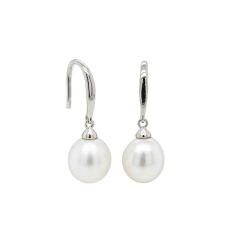 Sterling Silver Freshwater Pearl Drop Earrings-Earrings-Walker & Hall