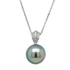 18ct White Gold Black Pearl & Diamond Necklace-Necklace-Walker & Hall