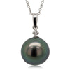 18ct White Gold Black Pearl & Diamond Pendant-Necklace-Walker & Hall