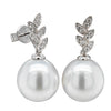 18ct White Gold South Sea Pearl & Diamond Earrings-Earrings-Walker & Hall