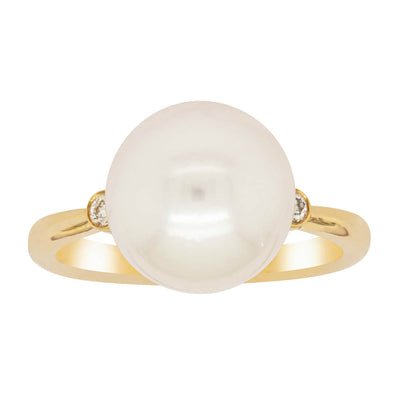 18ct Yellow Gold South Sea Pearl & Diamond Ring-Ring-Walker & Hall
