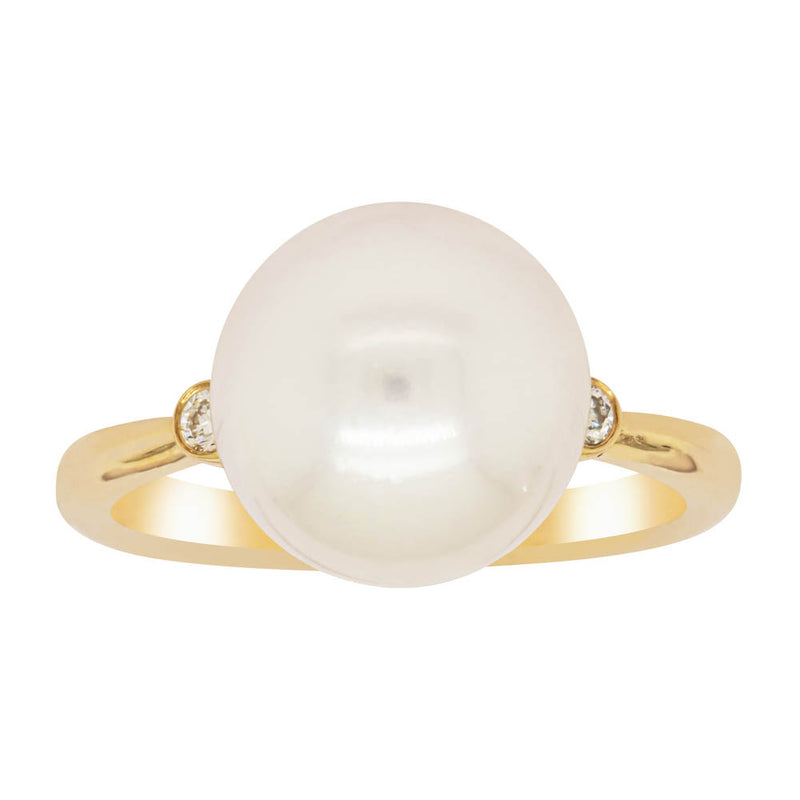 18ct Yellow Gold South Sea Pearl & Diamond Ring-Ring-Walker & Hall