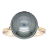 18ct Yellow Gold Tahitian Black Pearl & Diamond Ring-Ring-Walker & Hall