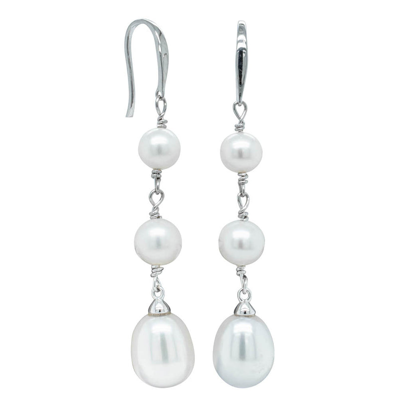 Sterling Silver Freshwater Pearl Rosalind Earrings-Earrings-Walker & Hall