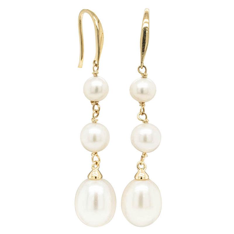 9ct Yellow Gold Freshwater Pearl Rosalind Earrings-Earrings-Walker & Hall