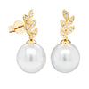 18ct Yellow Gold South Sea Pearl & Diamond Earrings-Earrings-Walker & Hall