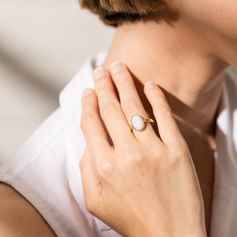 18ct Yellow Gold Opal Ring-Ring-Walker & Hall