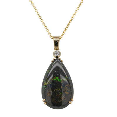 9ct Yellow Gold Opal & Diamond Necklace-Necklace-Walker & Hall