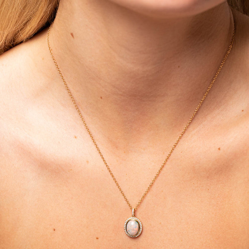 18ct Yellow Gold Opal & Diamond Isla Pendant-Necklace-Walker & Hall