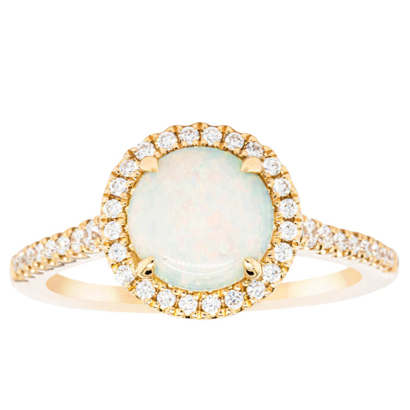 18ct Yellow Gold Opal & Diamond Sierra Ring-Ring-Walker & Hall