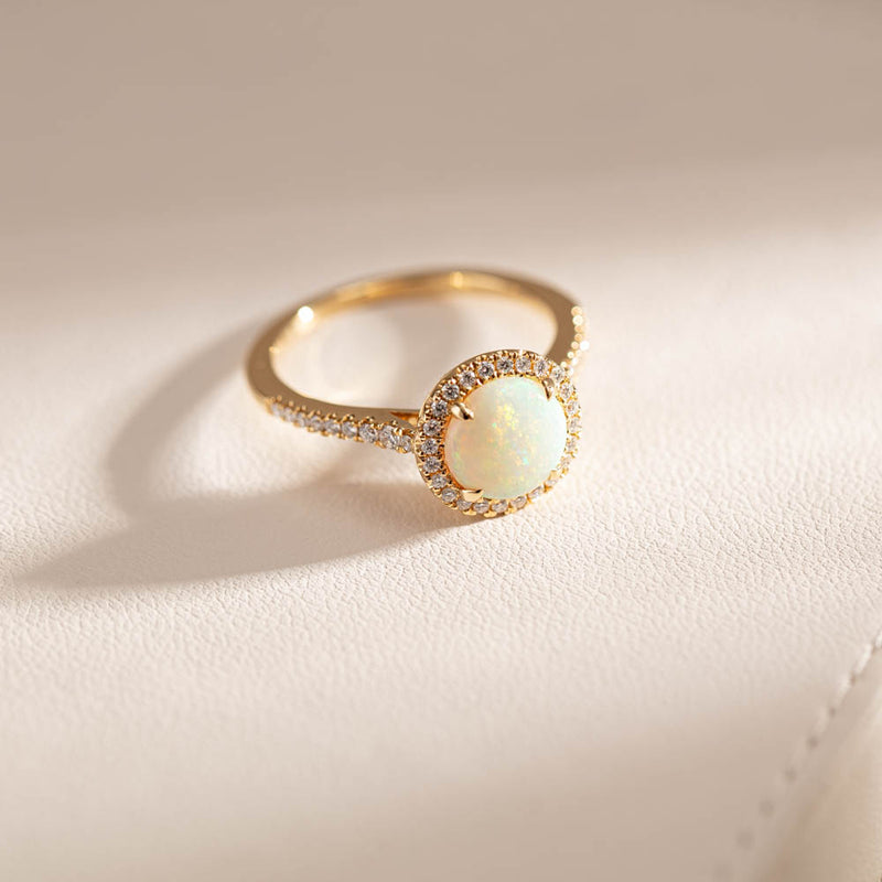 18ct Yellow Gold Opal & Diamond Sierra Ring-Ring-Walker & Hall