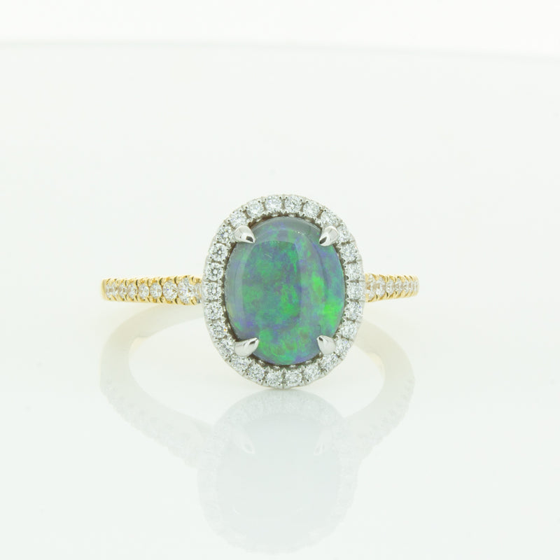 18ct Yellow Gold Opal & Diamond Sierra Ring-Ring-Walker & Hall