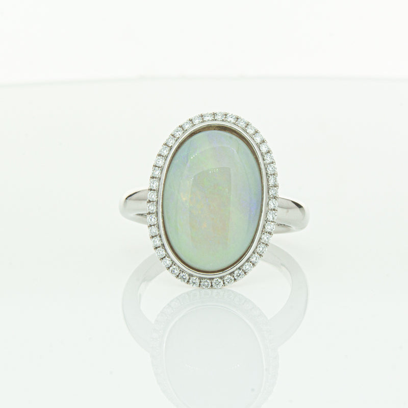 18ct White Gold Opal & Diamond Isla Ring-Ring-Walker & Hall
