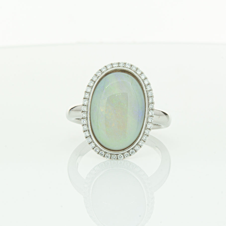 18ct White Gold Opal & Diamond Isla Ring-Ring-Walker & Hall