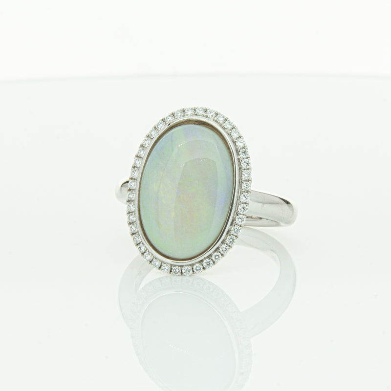 18ct White Gold Opal & Diamond Isla Ring-Ring-Walker & Hall