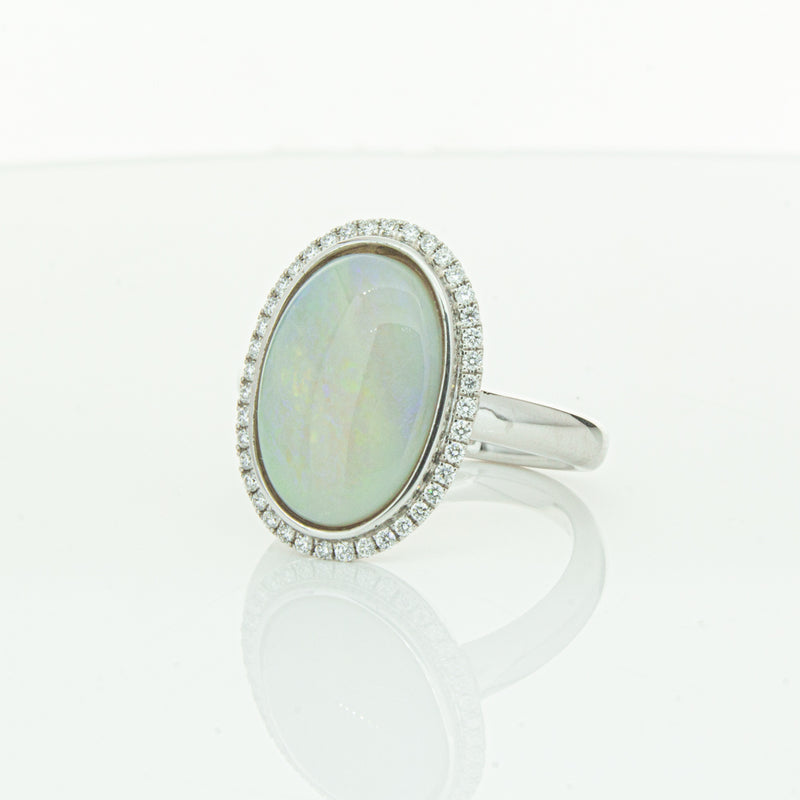 18ct White Gold Opal & Diamond Isla Ring-Ring-Walker & Hall