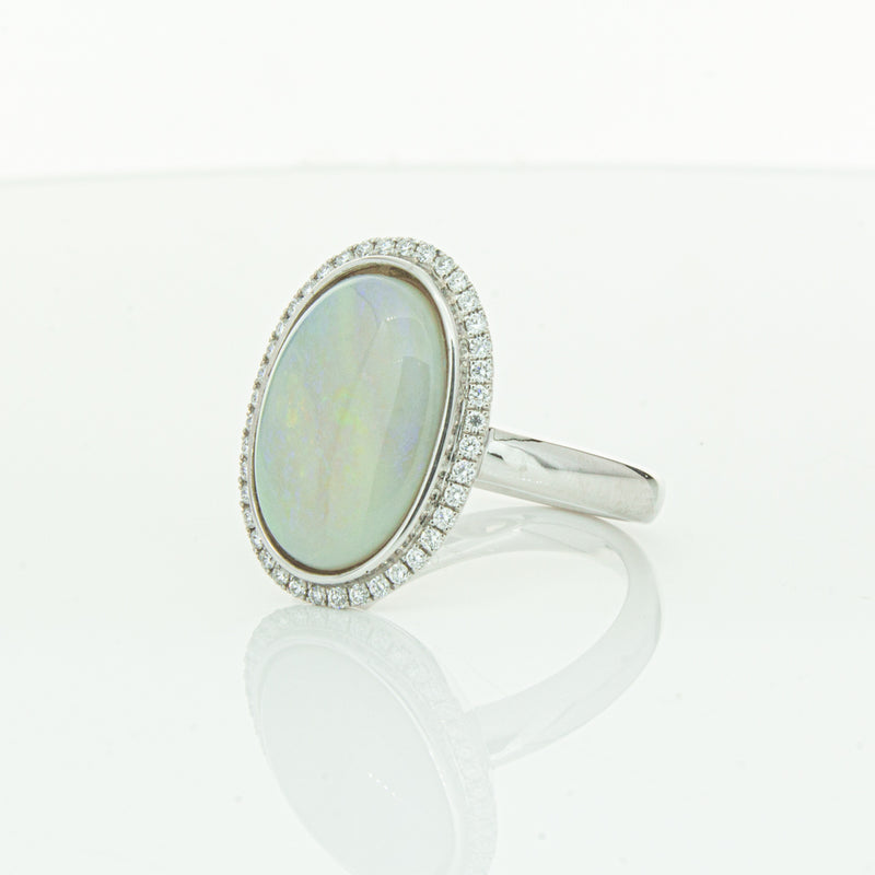 18ct White Gold Opal & Diamond Isla Ring-Ring-Walker & Hall