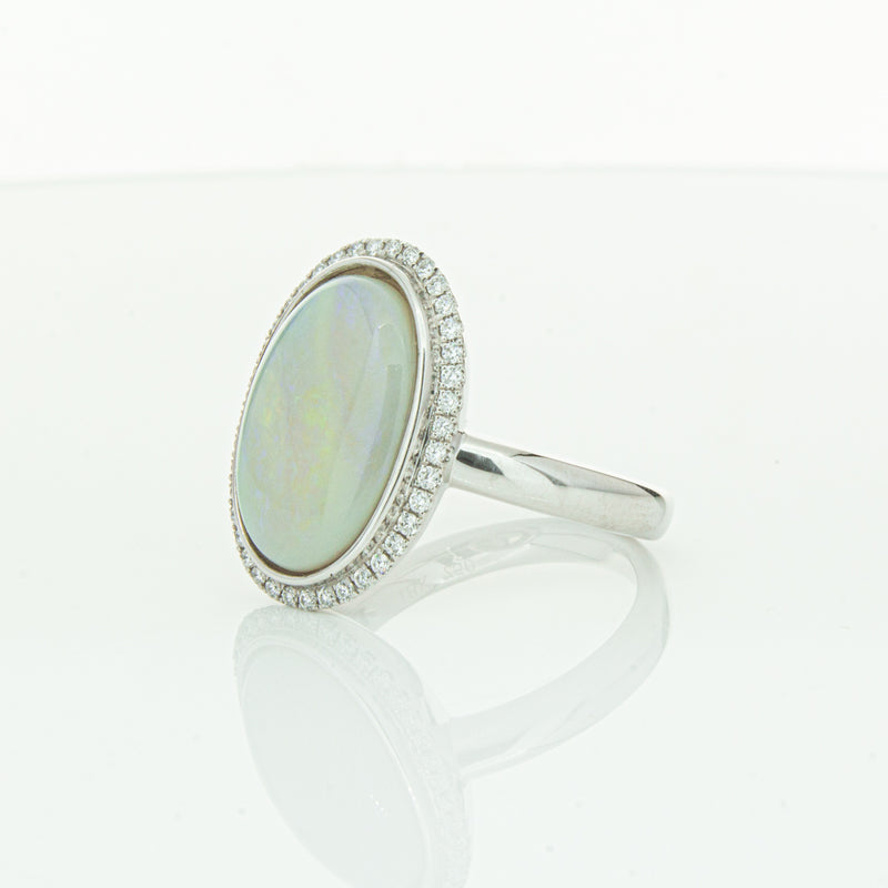 18ct White Gold Opal & Diamond Isla Ring-Ring-Walker & Hall