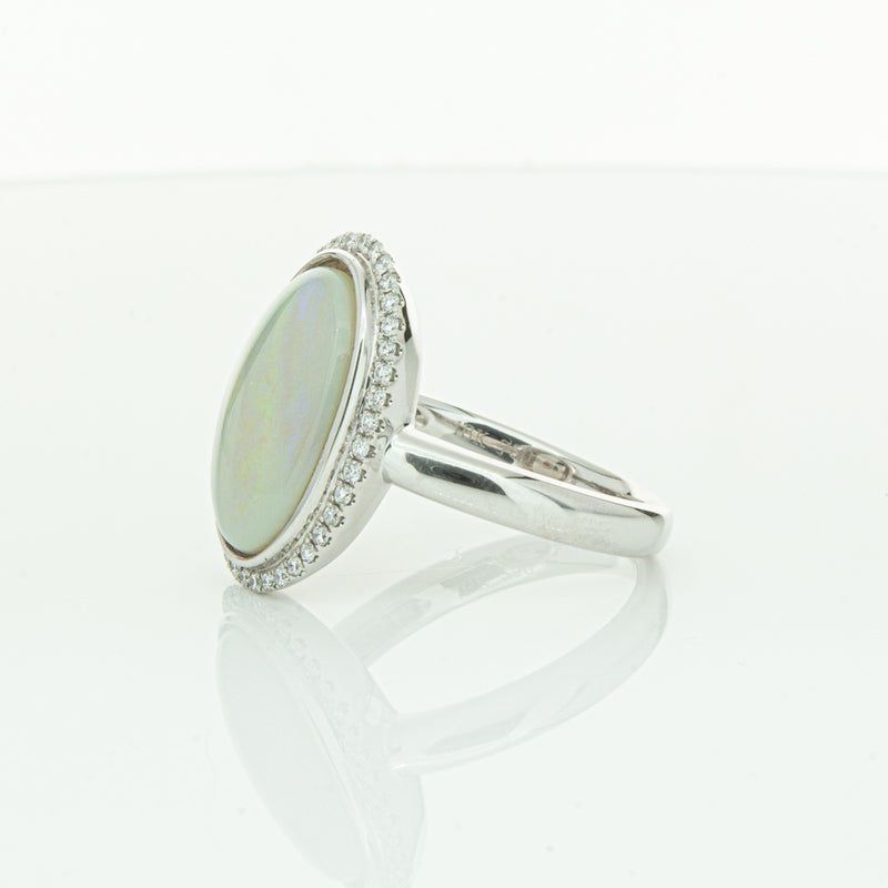 18ct White Gold Opal & Diamond Isla Ring-Ring-Walker & Hall