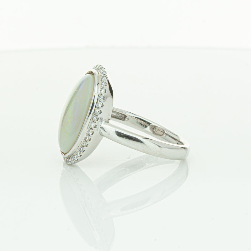18ct White Gold Opal & Diamond Isla Ring-Ring-Walker & Hall
