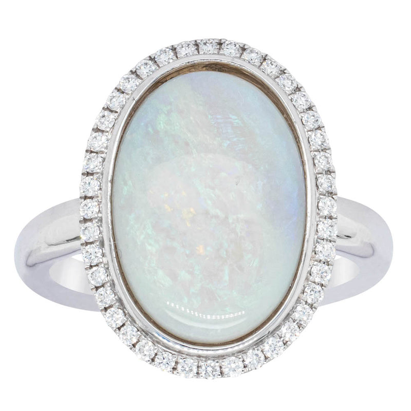 18ct White Gold Opal & Diamond Isla Ring-Ring-Walker & Hall