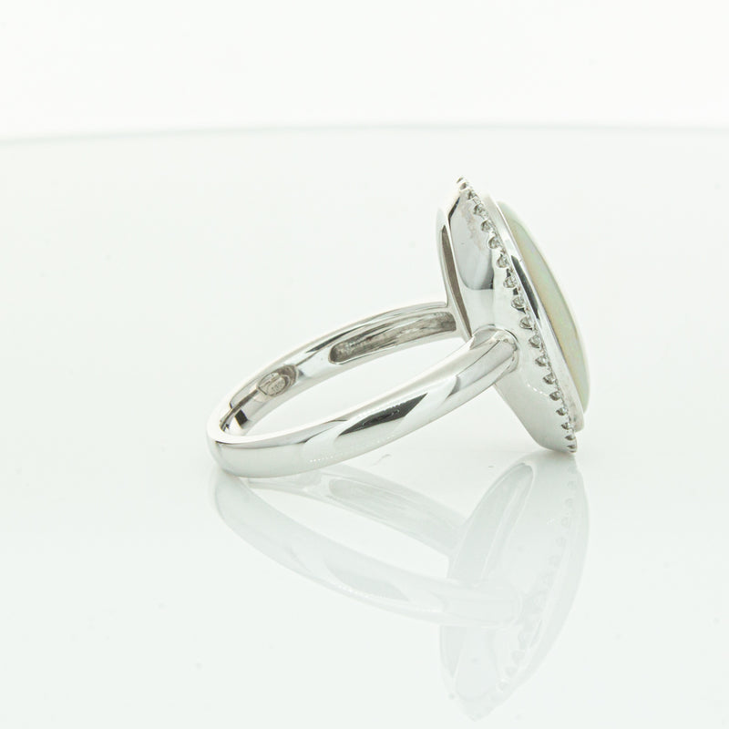 18ct White Gold Opal & Diamond Isla Ring-Ring-Walker & Hall