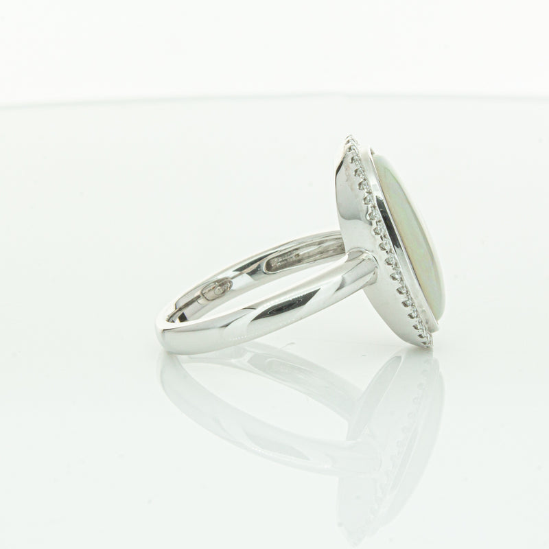 18ct White Gold Opal & Diamond Isla Ring-Ring-Walker & Hall