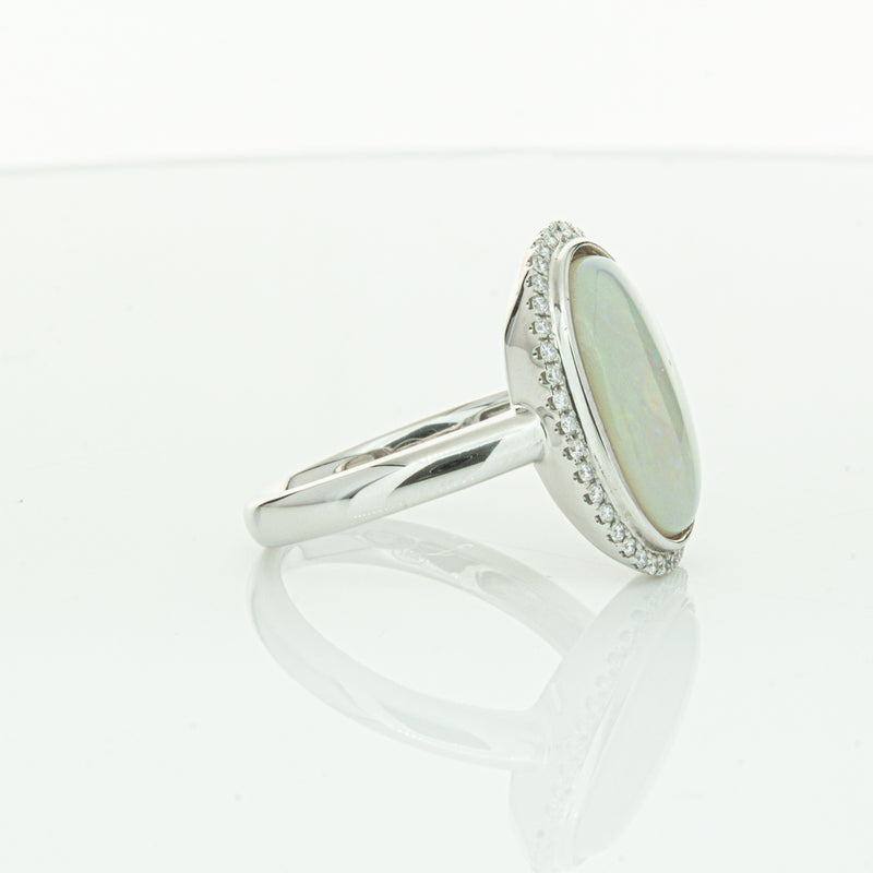 18ct White Gold Opal & Diamond Isla Ring-Ring-Walker & Hall