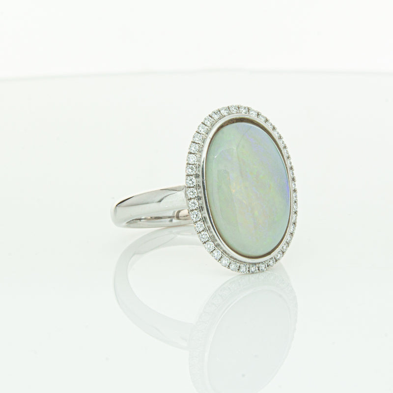 18ct White Gold Opal & Diamond Isla Ring-Ring-Walker & Hall
