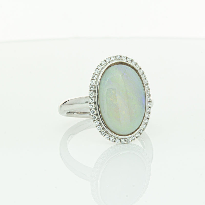 18ct White Gold Opal & Diamond Isla Ring-Ring-Walker & Hall