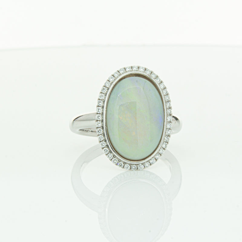 18ct White Gold Opal & Diamond Isla Ring-Ring-Walker & Hall
