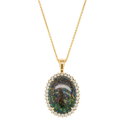 18ct Yellow Gold Opal & Diamond Belle Pendant-Necklace-Walker & Hall