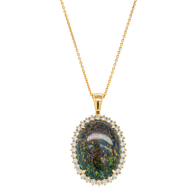 18ct Yellow Gold Opal & Diamond Belle Pendant-Necklace-Walker & Hall