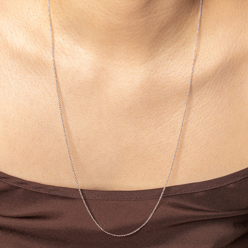 9ct White Gold Cable Chain-Necklace-Walker & Hall