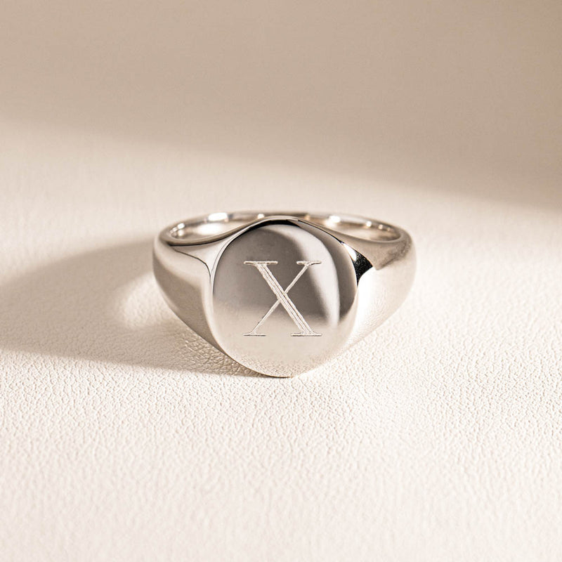 Sterling Silver Oval Signet Ring-Ring-Walker & Hall